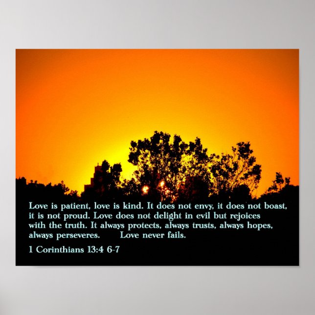 1 Corinthians 13:4 6-7 Sunset Poster (Front)