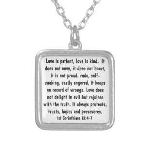 1 Corinthians 13:4-7 Bible Verse Necklace