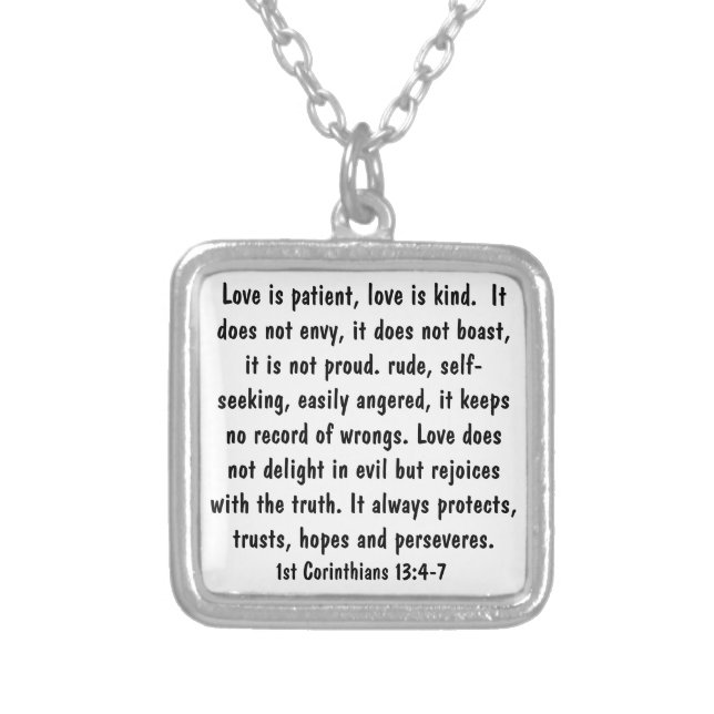 1 Corinthians 13:4-7 Bible Verse Necklace (Front)
