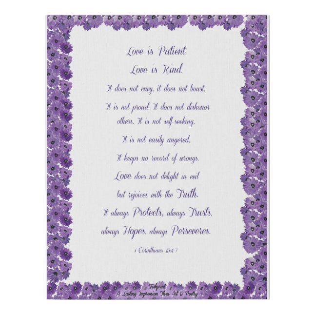 1 Corinthians 13:4-7 Faux Canvas Print (Front)