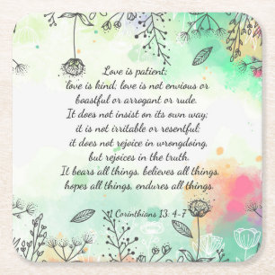 1 Corinthians 13: 4-7 Mouse Pad Square Paper Coaster