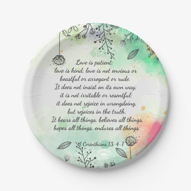 1 Corinthians 13: 4-7   Paper Plates (Front)