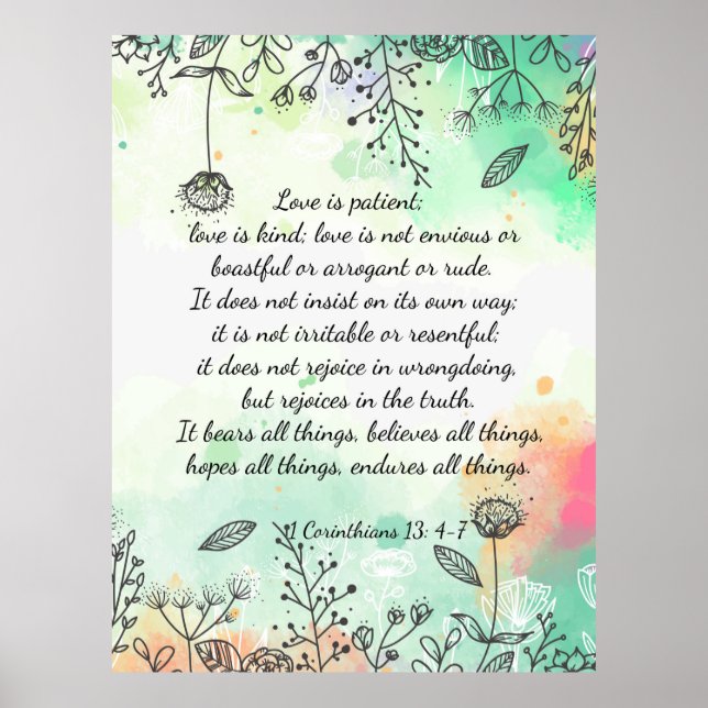 1 Corinthians 13: 4-7   Poster (Front)