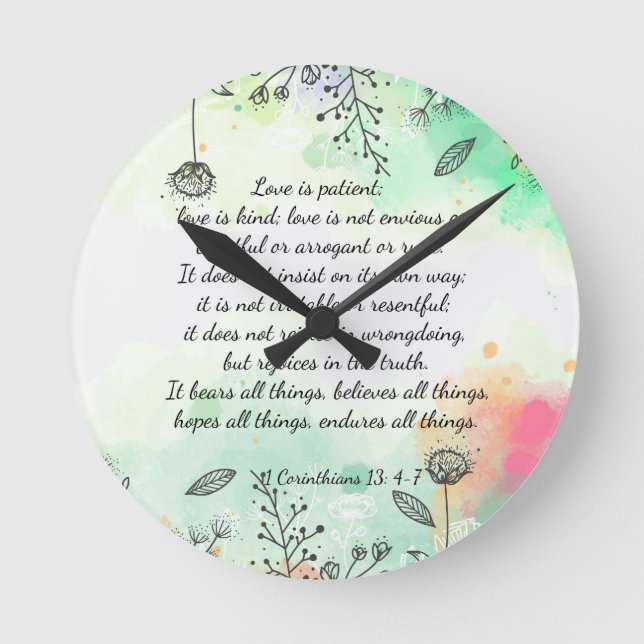 1 Corinthians 13: 4-7  Round Clock (Front)