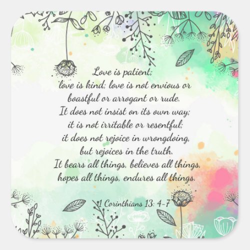 1 Corinthians 13 4_7   Square Sticker