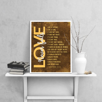 1 Corinthians 13:4-8 Bible Verse, Vintage Brown Poster