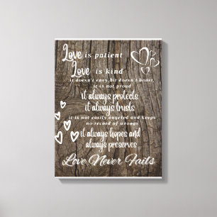 1 Corinthians 13:4-8 Canvas Wood Background