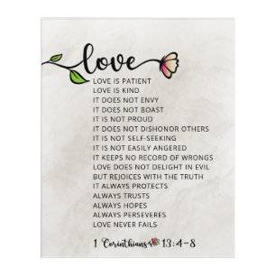 1 Corinthians 13:4-8 Love is Patient  Acrylic Print