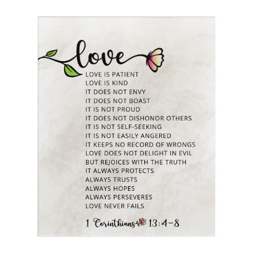 1 Corinthians 134_8 Love is Patient  Acrylic Print