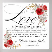 1 Corinthians 13:4-8 Love is Patient Bible Floral