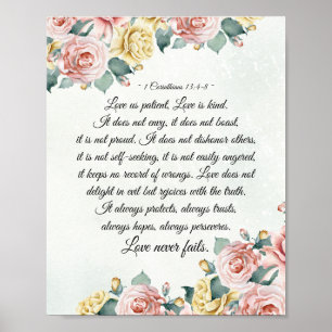 1 Corinthians 13:4-8 Love is Patient, Love is Kind Poster