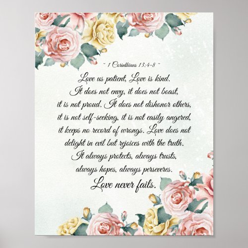 1 Corinthians 134_8 Love is Patient Love is Kind Poster