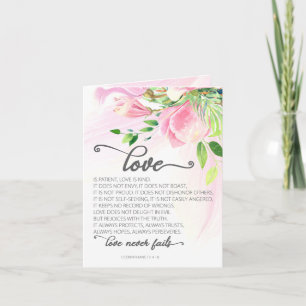 1 Corinthians 13:4-8 Love is Patient Pink Magnolia Card