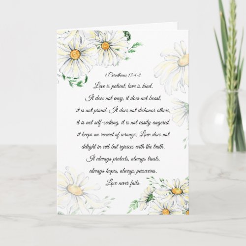 1 Corinthians 134_8 Love is Patient White Daisies Card