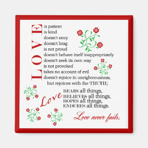 1 Corinthians 13 4-8   Love Never Fails Magnet