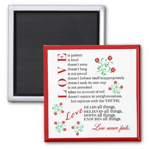 1 Corinthians 13 4_8  Love Never Fails Magnet