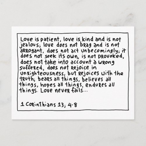 1 Corinthians 13 4_8 Postcard