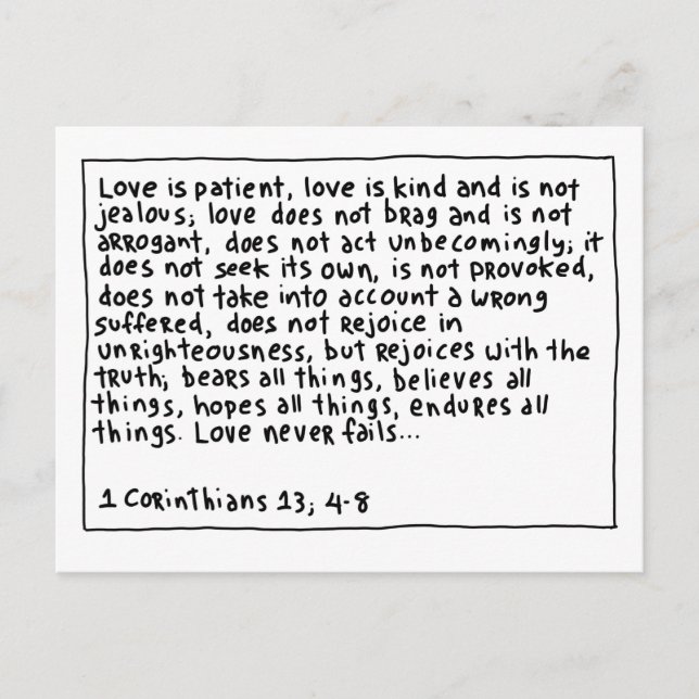 1 Corinthians 13 4-8 Postcard (Front)