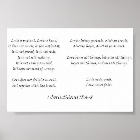 1 Corinthians 13:4-8 Poster | Zazzle.com