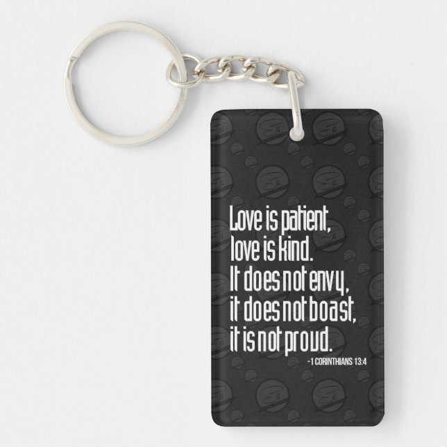 1 Corinthians 13:4 Acrylic Rectangle Keychain (Front)