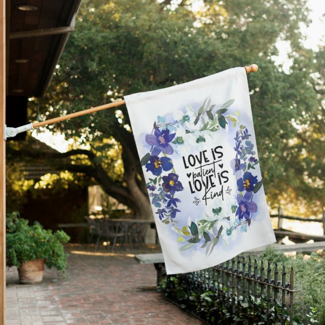 1 Corinthians 13:4 Love is Patient Bible Verse House Flag (In SItu)