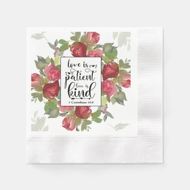 1 Corinthians 13:4 Love is Patient Love is Kind Napkins (Front)