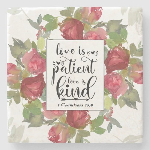 1 Corinthians 134 Love is Patient Love is Kind Stone Coaster