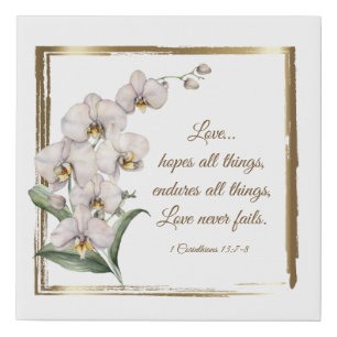 1 Corinthians 13:7-8 Love Never Fails Orchids Faux Canvas Print