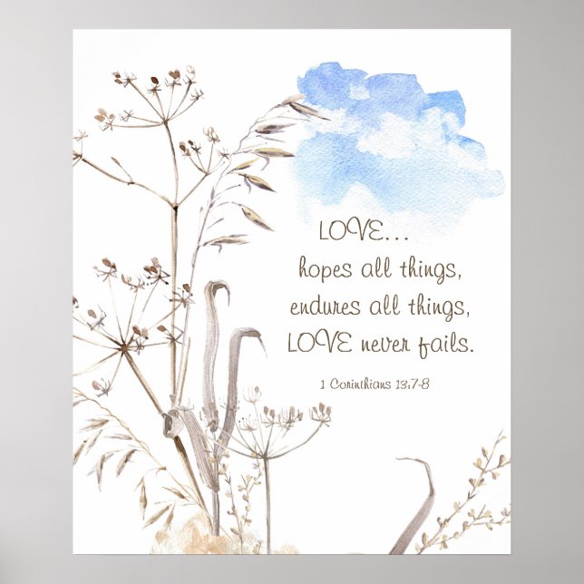 1 Corinthians 13:7-8 LOVE never fails Poster (Front)
