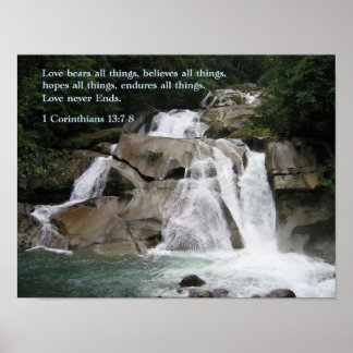 1 Corinthians 13:7-8 Waterfall Poster