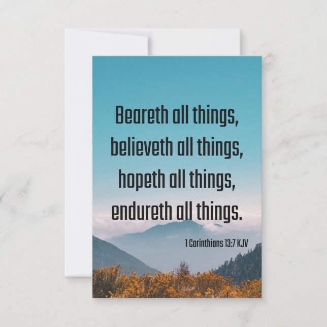 1 Corinthians 13:7 Bible Scripture Pic Greeting Card (Front)