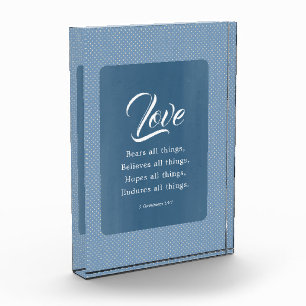 1 Corinthians 13:7 Love Bears All Things Photo Block