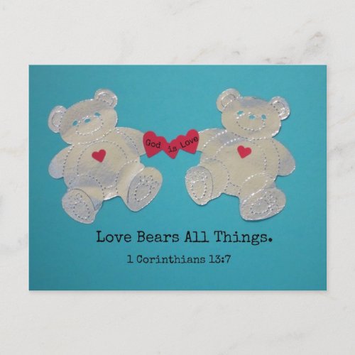 1 Corinthians 137 Love bears all things Postcard