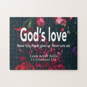 1 CORINTHIANS 13:8 LOVE NEVER FAILS Christian Jigsaw Puzzle