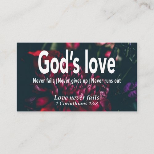 1 Corinthians 138 LOVE NEVER FAILS Scripture Business Card