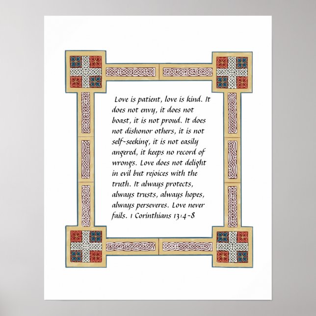 1 Corinthians 13 Bible illuminated manuscript Poster (Front)