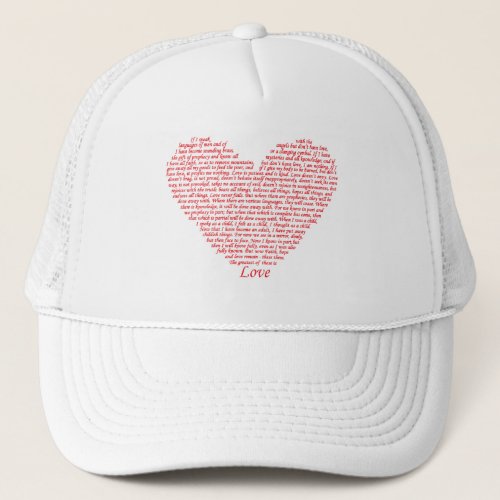 1 Corinthians 13 Christian Bible Verse Love Heart Trucker Hat
