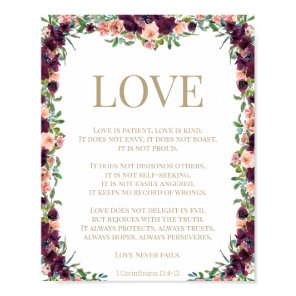 1 Corinthians 13 Love Bible Verse Floral Poster