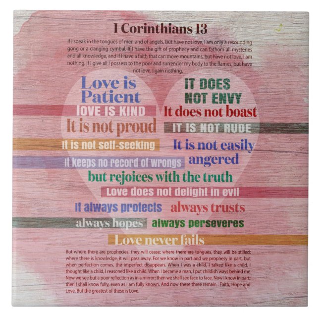 1 Corinthians 13 - Love Ceramic Tile (Front)