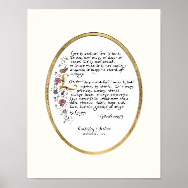 1 Corinthians 13, Love Chapter Christian Scripture Poster (Front)