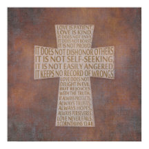 1 Corinthians 13 Love Chapter Cross Rustic Poster
