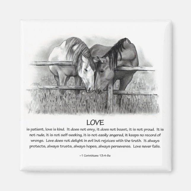 1 Corinthians 13: Love, Horses in Pencil Magnet (Front)