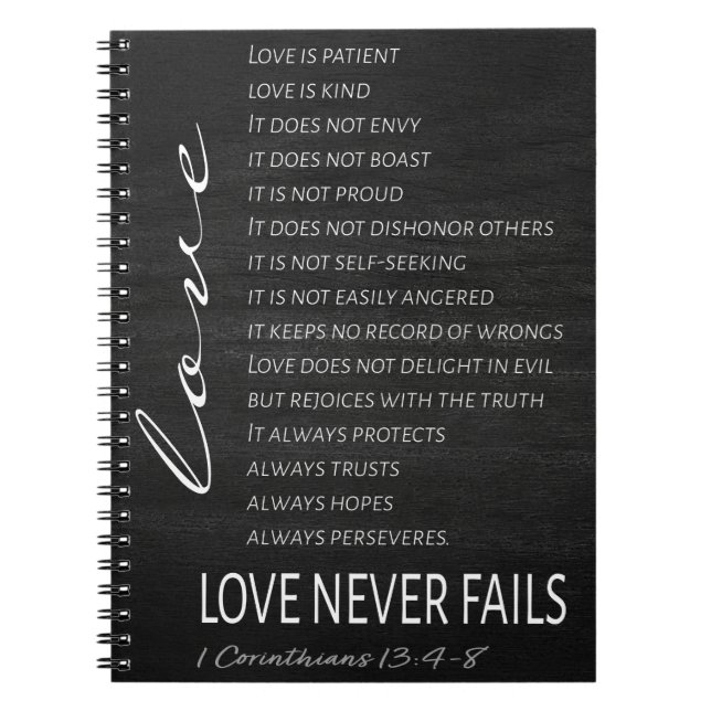 1 Corinthians 13 Love is Bible Verse Notebook (Front)