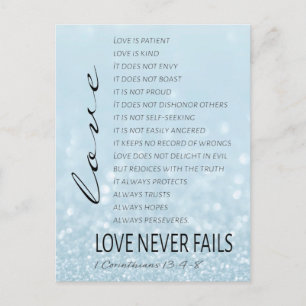 1 Corinthians 13 Love is Bible Verse Postcard