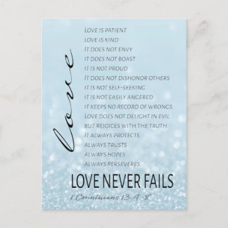1 Corinthians 13 Love is Bible Verse Postcard