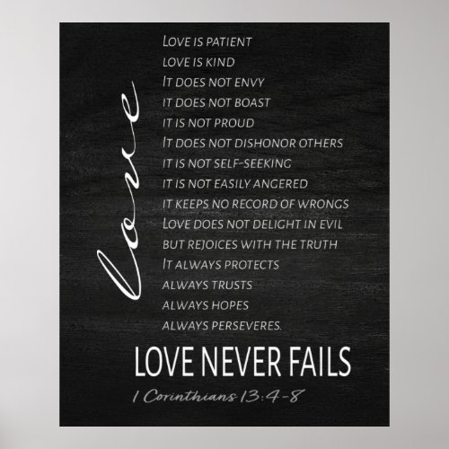 1 Corinthians 13 Love is Bible Verse Poster