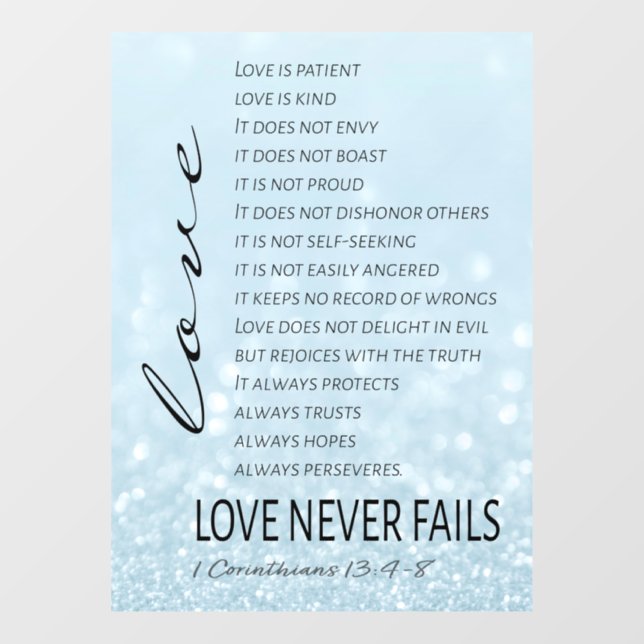 1 Corinthians 13 Love is Bible Verse Window Cling (Sheet)