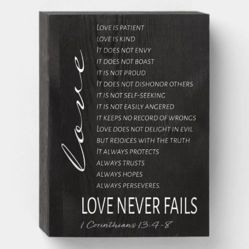 1 Corinthians 13 Love is Bible Verse Wooden Box Sign