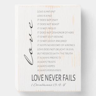 1 Corinthians 13 Love is Bible Verse Wooden Box Sign