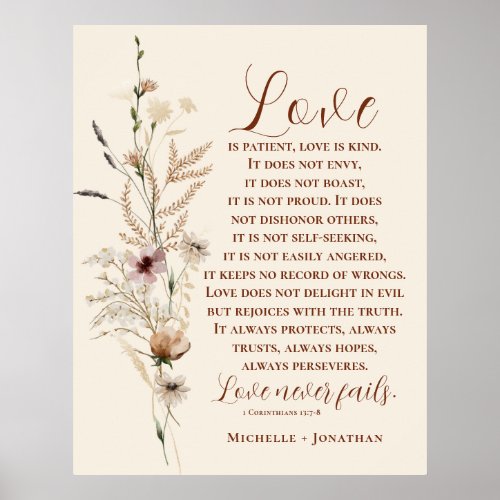 1 Corinthians 13 Love is Patient Bible Verse Poster